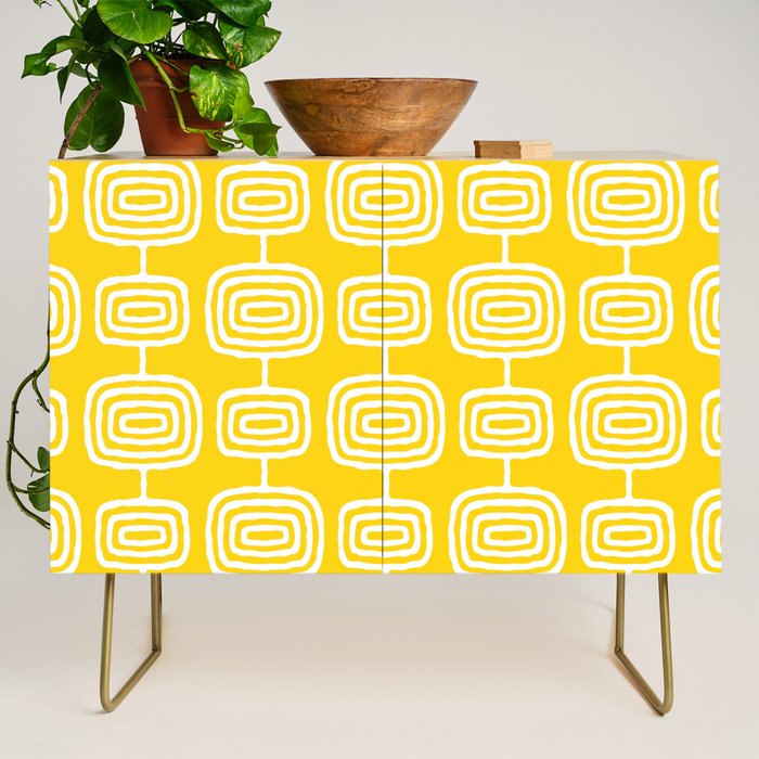 Mid Century Modern Atomic Rings Pattern Yellow Credenza Gallery Image 1