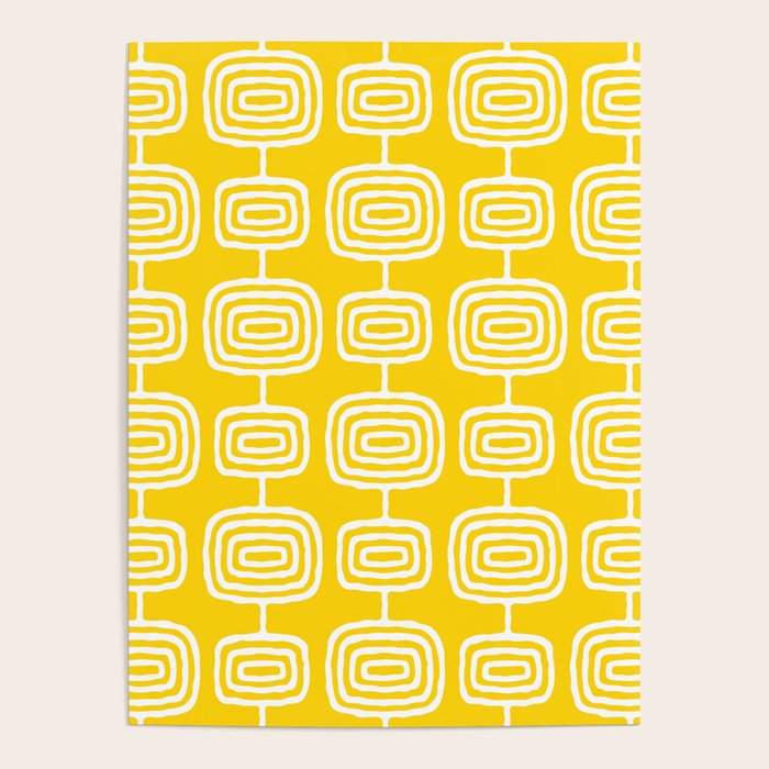 Mid Century Modern Atomic Rings Pattern Yellow Poster Gallery Image 4