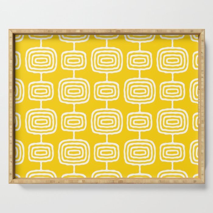 Mid Century Modern Atomic Rings Pattern Yellow Serving Tray Gallery Image 1