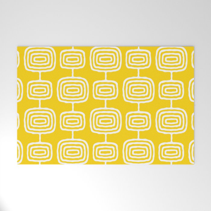 Mid Century Modern Atomic Rings Pattern Yellow Welcome Mat Gallery Image 1