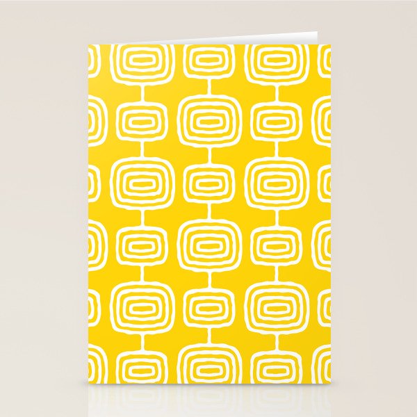 Mid Century Modern Atomic Rings Pattern Yellow Stationery Card Gallery Image 1