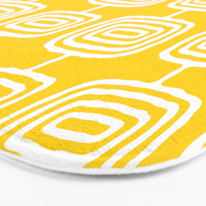 Mid Century Modern Atomic Rings Pattern Yellow Bath Mat Gallery Image 3