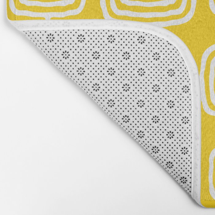 Mid Century Modern Atomic Rings Pattern Yellow Bath Mat Gallery Image 2