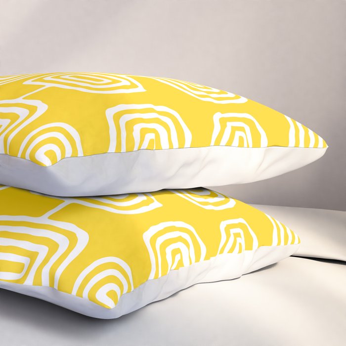 Mid Century Modern Atomic Rings Pattern Yellow Pillow Sham Gallery Image 3