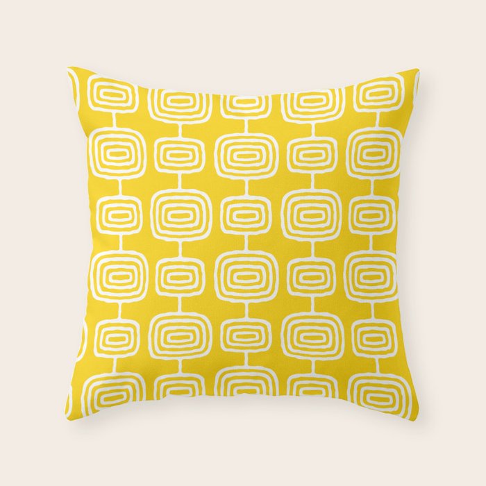 Mid Century Modern Atomic Rings Pattern Yellow Throw Pillow Gallery Image 6