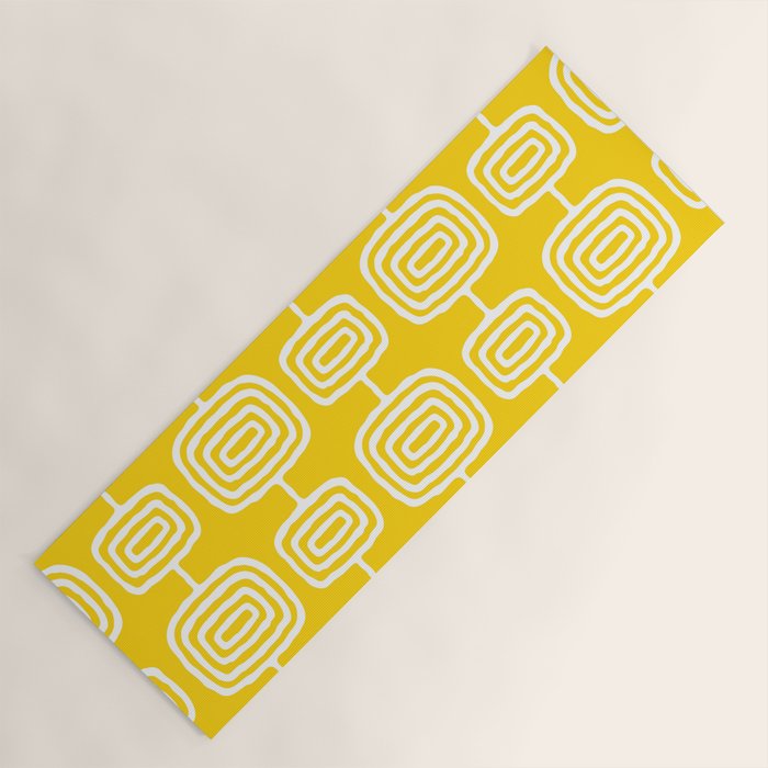 Mid Century Modern Atomic Rings Pattern Yellow Yoga Mat Gallery Image 1