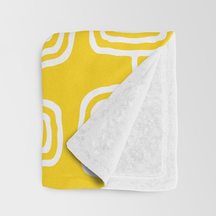Mid Century Modern Atomic Rings Pattern Yellow Throw Blanket Gallery Image 3