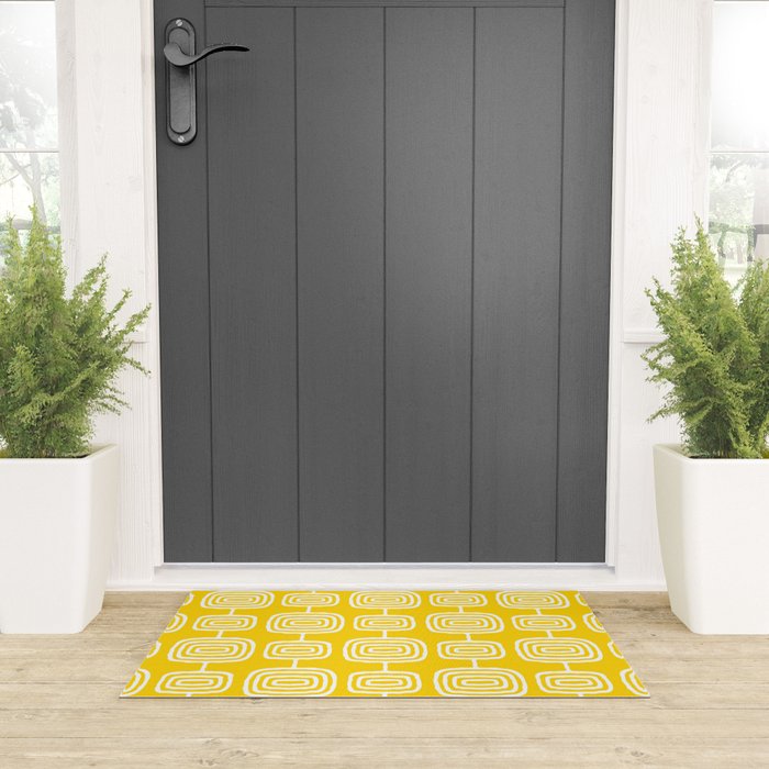 Mid Century Modern Atomic Rings Pattern Yellow Welcome Mat Gallery Image 3