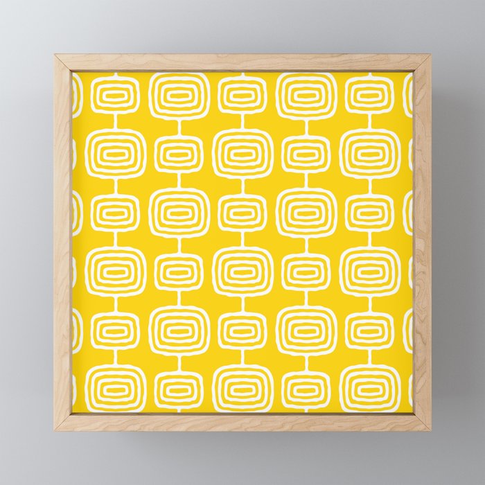 Mid Century Modern Atomic Rings Pattern Yellow Mini Art Print Gallery Image 1