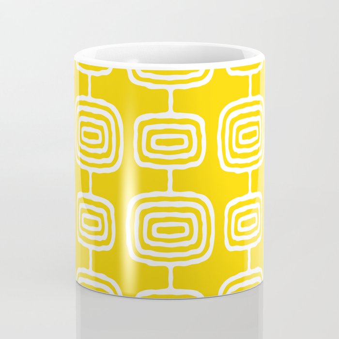 Mid Century Modern Atomic Rings Pattern Yellow Coffee Mug Gallery Image 4