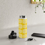 Mid Century Modern Atomic Rings Pattern Yellow Water Bottle Gallery Image 4