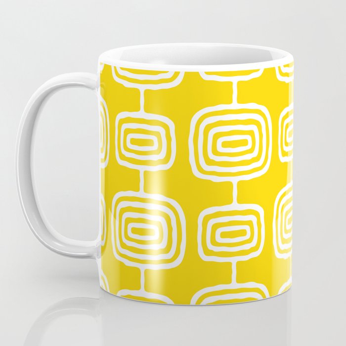 Mid Century Modern Atomic Rings Pattern Yellow Coffee Mug Gallery Image 3