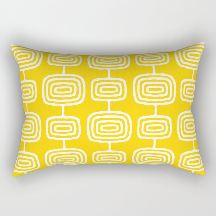 Mid Century Modern Atomic Rings Pattern Yellow Rectangular Pillow Gallery Image 2