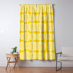 Mid Century Modern Atomic Rings Pattern Yellow Window Curtain Gallery Image 5