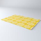 Mid Century Modern Atomic Rings Pattern Yellow Rug Gallery Image 3