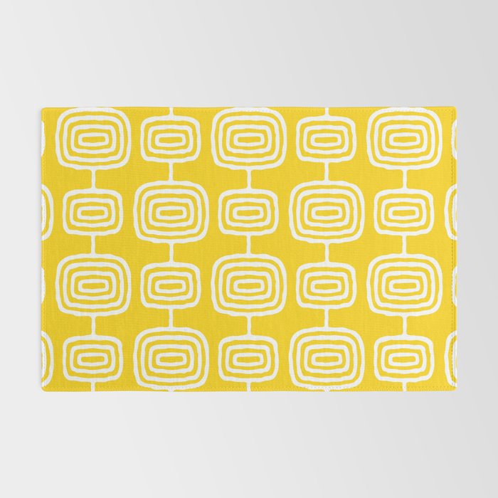 Mid Century Modern Atomic Rings Pattern Yellow Rug Gallery Image 2