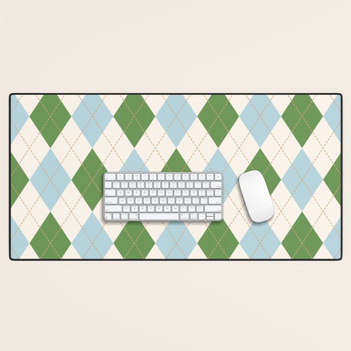 Green and Blue Argyle Plaid Desk Mat Gallery Image 1