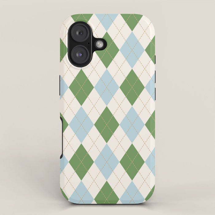Green and Blue Argyle Plaid iPhone Case Gallery Image 1