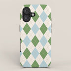 Green and Blue Argyle Plaid iPhone Case Gallery Image 1