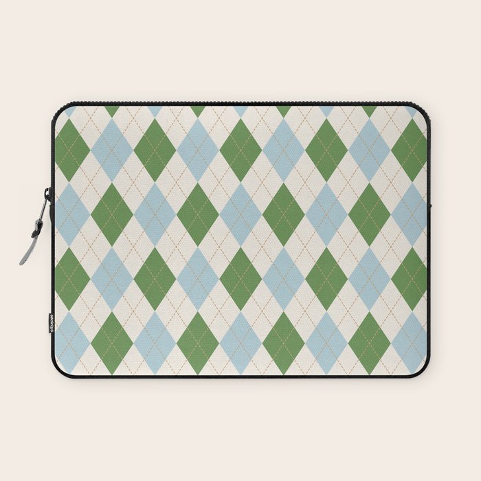 Green and Blue Argyle Plaid Laptop Sleeve Gallery Image 1