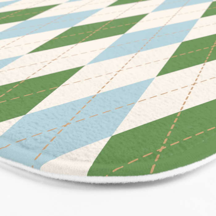 Green and Blue Argyle Plaid Bath Mat Gallery Image 3