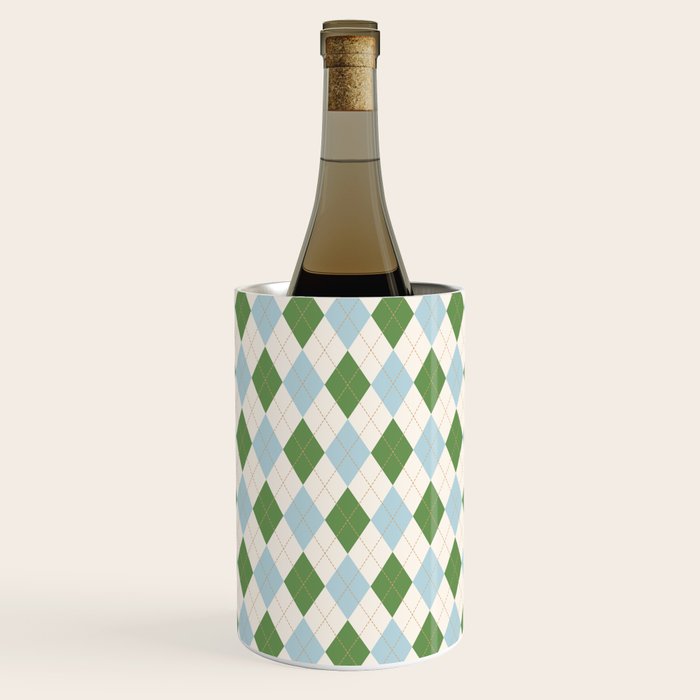 Green and Blue Argyle Plaid Wine Chiller Gallery Image 3