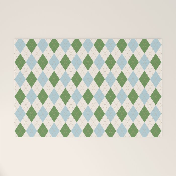Green and Blue Argyle Plaid Welcome Mat Gallery Image 1