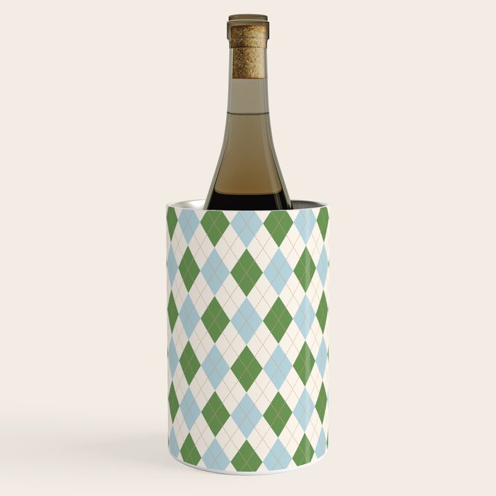 Green and Blue Argyle Plaid Wine Chiller Gallery Image 1