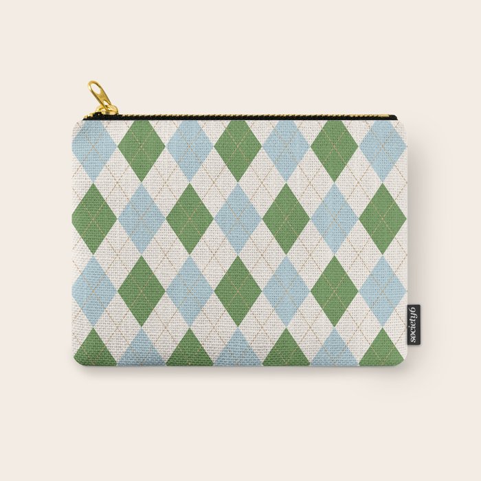 Green and Blue Argyle Plaid Carry All Pouch Gallery Image 1