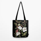 Magnolias Flowers Black Tote Bag Gallery Image 2