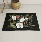 Magnolias Flowers Black Rug Gallery Image 1