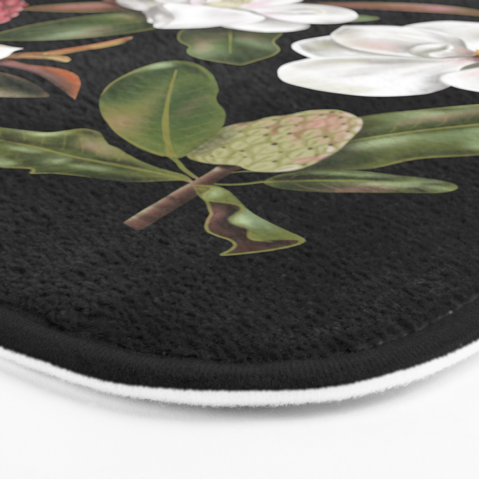 Magnolias Flowers Black Bath Mat Gallery Image 3