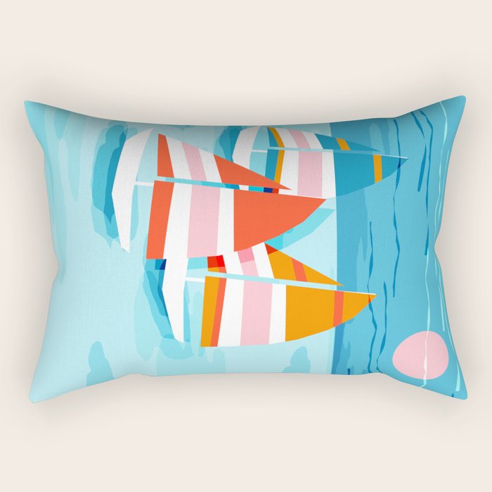 Popin - memphis sports retro throwback neon sailing sailboat cool rad gnarly trendy watersports Rectangular Pillow Gallery Image 2