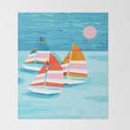 Popin - memphis sports retro throwback neon sailing sailboat cool rad gnarly trendy watersports Throw Blanket Gallery Image 2