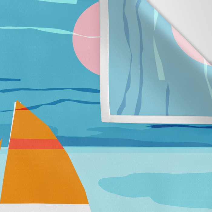 Popin - memphis sports retro throwback neon sailing sailboat cool rad gnarly trendy watersports Wall Tapestry Gallery Image 3