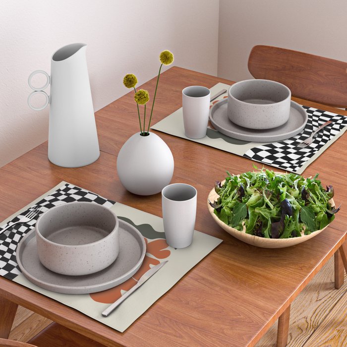 Bold retro flower with check  Placemat Gallery Image 2
