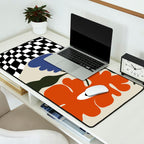 Bold retro flower with check  Desk Mat Gallery Image 2