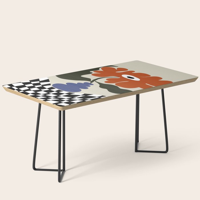 Bold retro flower with check  Coffee Table Gallery Image 1