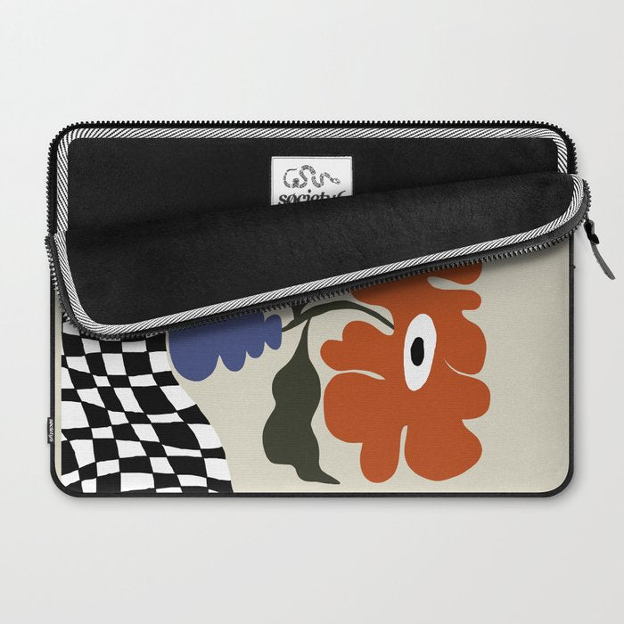 Bold retro flower with check  Laptop Sleeve Gallery Image 2