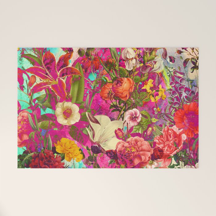 Atomic Garden - Vibrant Flowers Welcome Mat Gallery Image 1