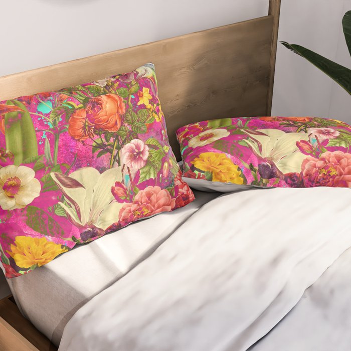 Atomic Garden - Vibrant Flowers Pillow Sham Gallery Image 2