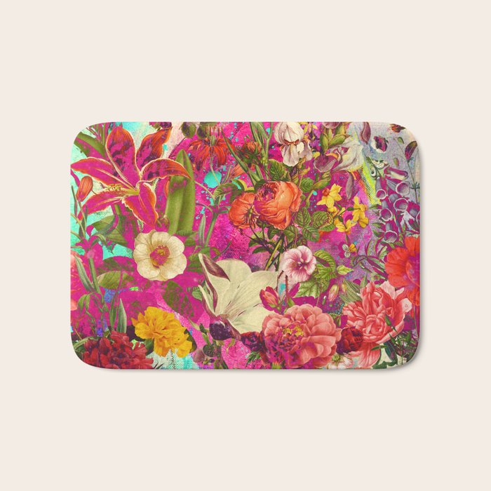 Atomic Garden - Vibrant Flowers Bath Mat Gallery Image 1