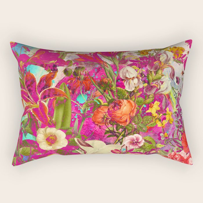 Atomic Garden - Vibrant Flowers Rectangular Pillow Gallery Image 2