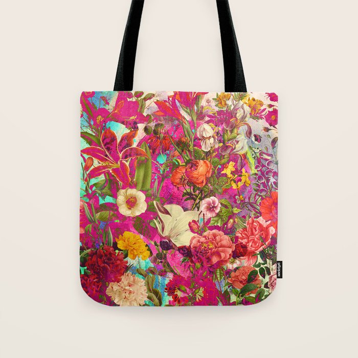 Atomic Garden - Vibrant Flowers Tote Bag Gallery Image 1