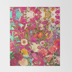 Atomic Garden - Vibrant Flowers Throw Blanket Gallery Image 2