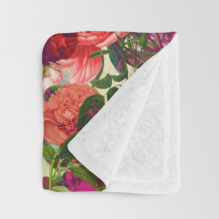 Atomic Garden - Vibrant Flowers Throw Blanket Gallery Image 3
