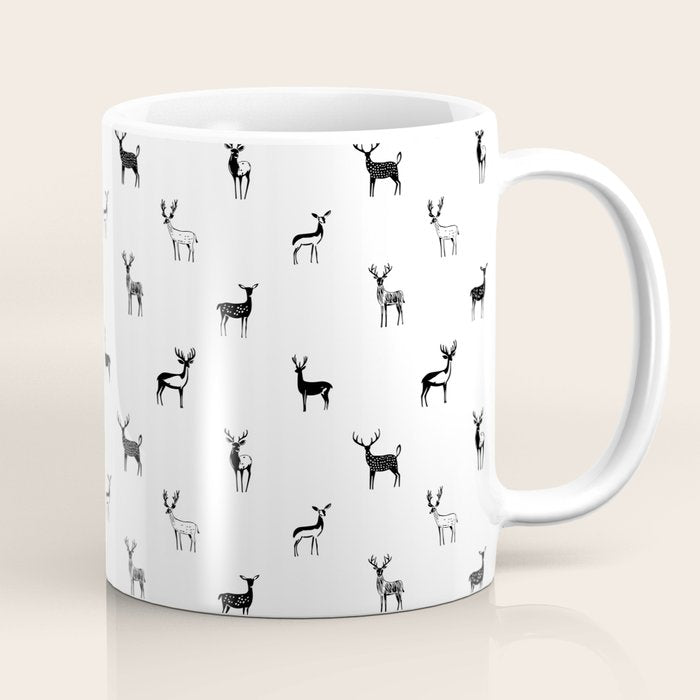 Reindeer animal doodle art pattern Coffee Mug Gallery Image 1