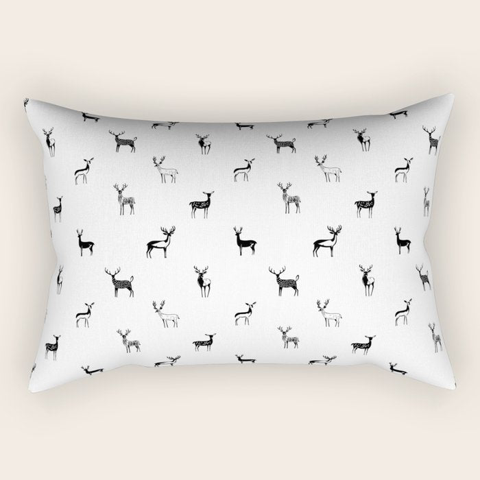 Reindeer animal doodle art pattern Rectangular Pillow Gallery Image 1