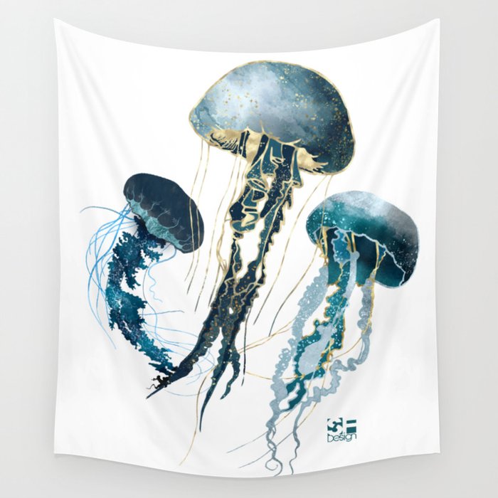 Metallic Jellyfish V-Custom Wall Tapestry Gallery Image 1