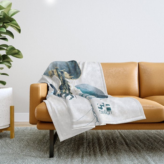 Metallic Jellyfish V-Custom Throw Blanket Gallery Image 1